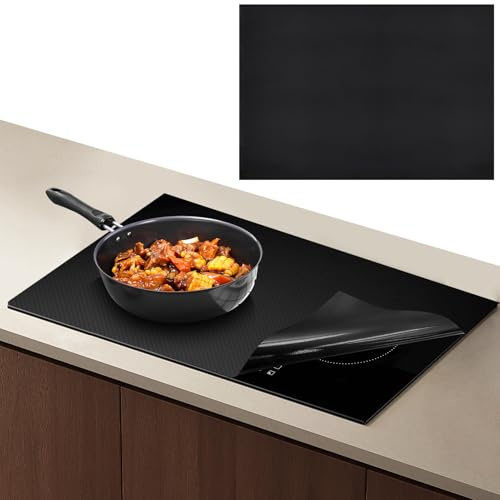 40x60cm Induktionskochfeld Schutzmatte Silikon, Schwarz Rutschfeste Hitzebeständige Pad für Induktionsfeld, Wärmeisolierte Küchenmatte für Kochfeld Abdeckung und Tischschutz