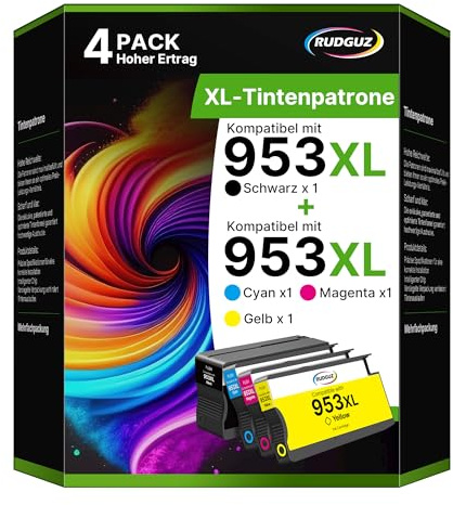 953XL Druckerpatronen Kompatibel für HP 953XL Multipack 953 XL für HP OfficeJet Pro 7720 Patronen 7740 8710 8715 8730 8210 8720 7730 8740 8725 (953 XL Multipack Schwarz Cyan Gelb Magenta, 4er-Pack)