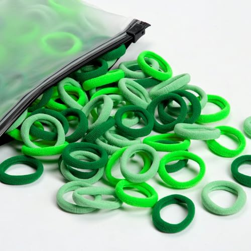 100 Stück Baby Haargummis, Baumwoll Haargummis für Mädchen und Kinder, mehrfarbig Kleine nahtlose Haarbänder Elastische Pferdeschwanzhalter Kinder Kleinkind Haargummi Baby Haargummi (Gemischtes Grün)
