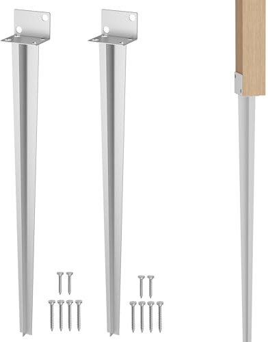 TATIVALO Einschlagbodenhülse Pfostenträger Pfostenanker Erdanker 60 x 700 mm, verzinkt, L-Form, 2er Set – Für Holzpfosten, Zaun, Pergola, Garten, Balkon, DIY-Projekte – Silber