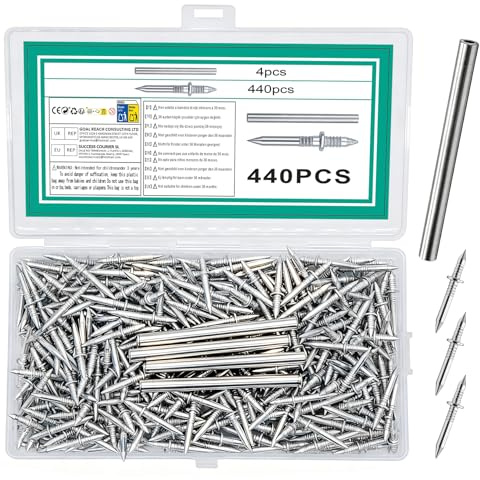 440 Piezas Clavos de Doble Punta para zócalos, Clavos de Doble Cara, Tornillos sin Rastro para madera y zócalos, con 4 herramientas de manguito