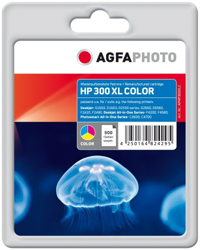 AgfaPhoto APHP300XLC Tinte für HP DJ F4580, 21 ml, farbig