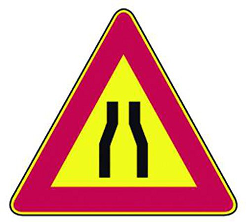 SEGNALE STRADALE CARTELLO triangolare STRETTOIA SIMMETRICA LATO 90 CM.