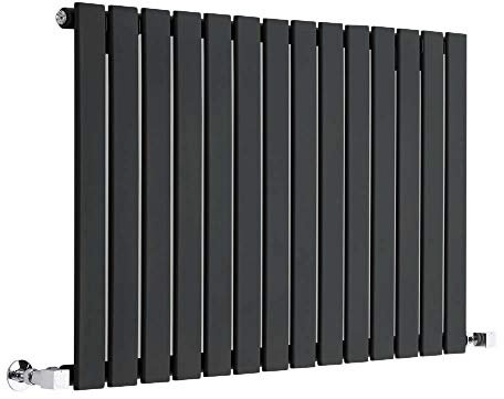 Milano Alpha Black Horizontal Single Flat Panel Radiator - 635mm x 980mm
