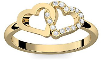 Herzring Gold Herz Ring Gold Verlobungsringe Gelbgold vergoldet Zirkonia Stein + LUXUSETUI! Goldring Ring Zirkonia wie Diamant Ringe Heiratsantrag Verlobung Geschenke Frauen FF206 VGGGZIFA52