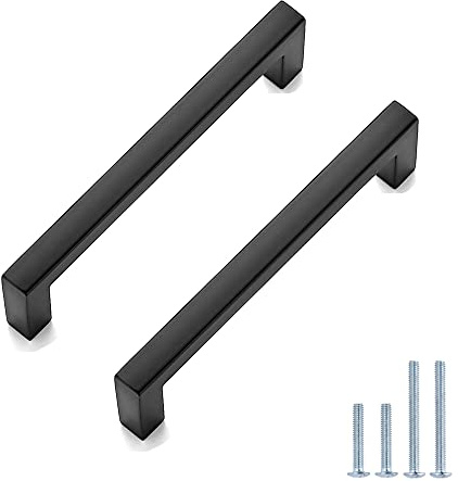 Goldenwarm 10Pack Black Cabinet Handles 96mm Hole Center Black Handles for Bathroom, Kitchen, Wardrobe & Cupboard Doors