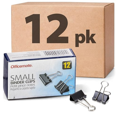 Officemate Small Binder Clips, Black, 12 Boxes of 1 Dozen Each (144 Total) (99020)