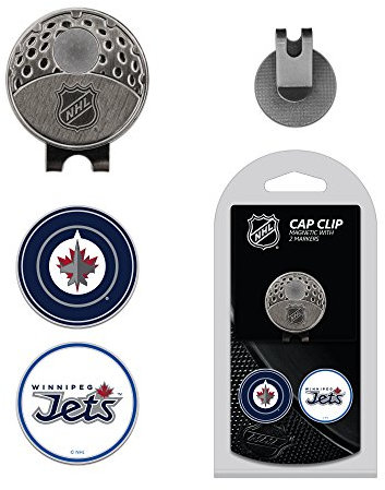 Team Golf NHL Winnipeg Jets Cap Clip mit 2 Golf Ball Markern Golf Cap Clip mit 2 abnehmbaren doppelseitigen Emaille Magnetballmarkierern, lässt Sich leicht an Hüten befestigen
