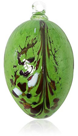 Lauschaer Glas Ostereier aus Glas mit Granulat verschiedene Größen und Sets mundgeblasen handgeformt (d 8cm L 11cm, Grün)