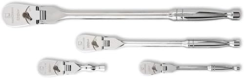 GearWrench 81230P 1/4, 3/8 and 1/2 Drive 120XP Flex Head Teardrop Ratchet Set, 4 Pc.
