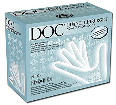 DOC Guanti Chirurgici Sterili in Lattice, 8.5, Confezione 50 Coppie, Incolore