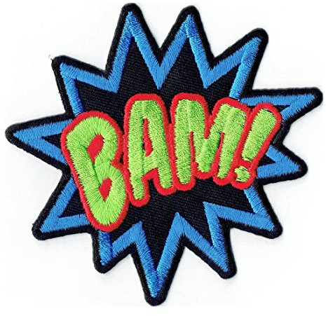 Lucky Patches, Aufnäher, Applikation, Aufbügler, Iron on Patch - Pop Art, Comic Style, Pow, Wow, LOL, Kawoom - 9 x 10 cm