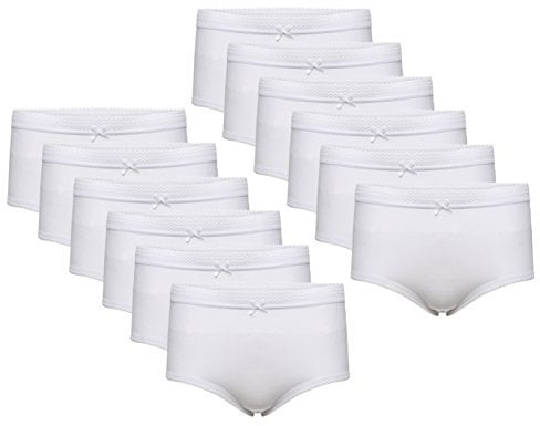 Daisy Dreamer 12 Pack Ladies Briefs Maxi, 100% Cotton Full Comfort Fit Underwear, Size 10-24 XXXOS 22/24 (52-54), White