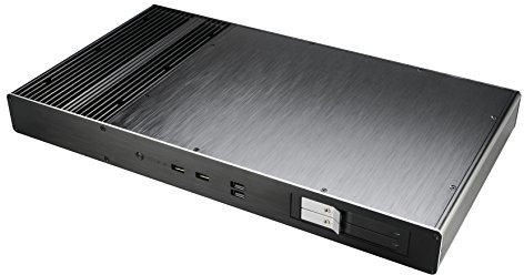 Akasa Galileo TU Slim 1U Aluminium Fanless Case for Thin Mini-ITX Motherboards/VESA Mountable - Black