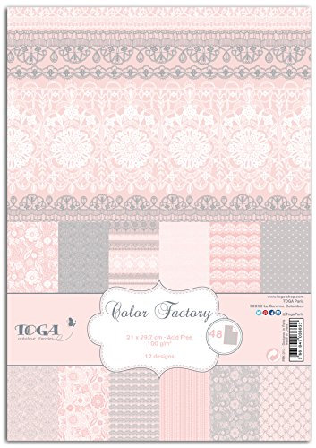 DRAEGER PARIS 1886 Toga PPK013 Spitzen-Druckpapier, Mehrfarbig, 21 x 29,7 x 0,1 cm, 48 Stück