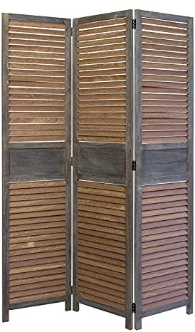 Homestyle4u 1364, Raumteiler Trennwand Holz Sichtschutz Paravent 3 teilig Indoor Braun