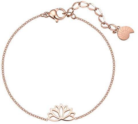 Happiness Boutique Bracciale Lotus da donna in Oro - Oro rosa, Argento | Bracciale in filigrana con pendente fiore di loto | Gioielli in acciaio inossidabile