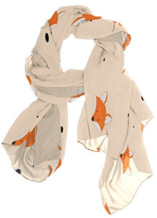 Mnsruu Langer Schal mit Cartoon-Fuchs-Motiv, gepunktet