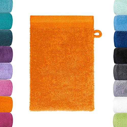 Lavea Bali Serviette éponge 6 pièces - 16 x 22 cm 100% Coton Bio certifié GOTS Ultra Doux, Absorbant et à séchage Rapide - Orange