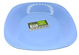 ECO 4 Pc Unbreakable Flat 19 x 19 cm Blue Round Plastic Plates | Small Bright Flat Kids Plates | Stackable Plastic Plates Reusable for Birthdays, Picnic, BBQ & Parties (Blue, Small)