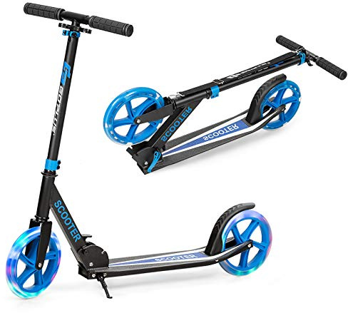 DREAMADE Kickscooter mit LED-Rad, Freestyle Scooter Klappbar Höhenverstellbar, Stunt Scooter mit Rutschfestem Trittbrett, Cityroller 100 kg belastbar, Geeignet für Kinder Erwachsene