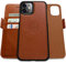 Dreem Fibonacci 2in1 Handyhülle Flipcase für iPhone 12 Mini | Magnetisches iPhone Case | TPU Etui Lederhülle Schutzhülle, RFID Schutz, Veganes Kunstleder, Geschenkbox | Karamellbraun