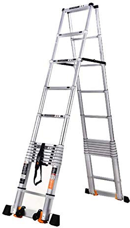 MHBGX Outdoor Ladder,Ladders,Telescopic Ladder,Aluminum with Stabilizer Bar, Heavy Duty Engineering Retractable Ladder for Home Attic, Tall 2M/2.6M/2.9M/3.2M,2.9M/9.5Ft,2.9M/9.5Ft