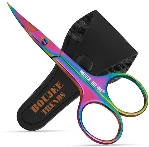 Nail Scissors Toenail Eyebrow Mustache Facial Nose Ear Hair Grooming Multipurpose Small Beauty Scissors Curved and Sharp Blades Multi Titanium Color (Nail Scissors)