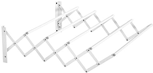 HOMCOM Tendedero de Pared Extensible de 63,5 cm Tendedero de Ropa de Metal con 5 Barras para Interior y Exterior Baño Balcón Carga 10 kg 63,5x60x20 cm Blanco