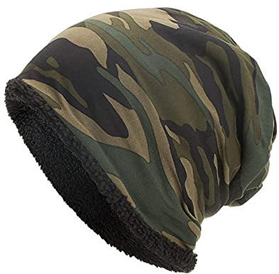 Zhiyao Beanie Mütze Herren Damen Camouflage Warme Wintermütze mit Weichem Innenfutter Gefütterte Strickmütze Flexibler Slouch Hat für den Frühling Herbst Winter