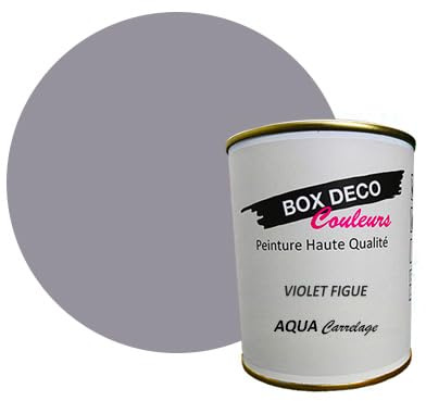BOX DECO COULEURS Peinture carrelage et faïence murale à base de laque polyuréthane mono-composante aspect velours-satin Aqua carrelage - 750 ml / 7.5m², Violet Figue