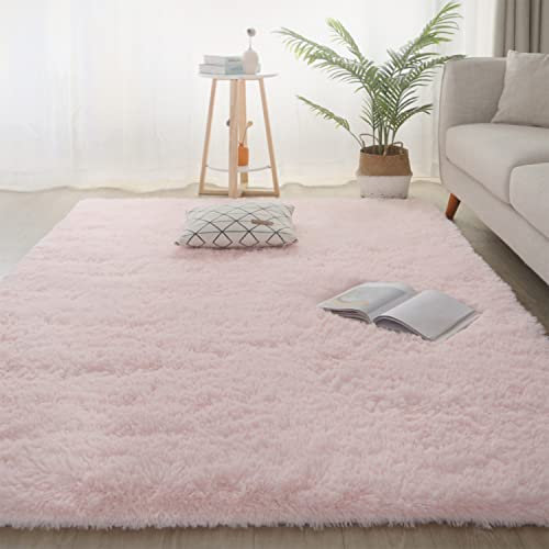 Jyswx Shaggy Teppich Wohnzimmer - Hochflor Flauschig Teppiche Waschbar - Moderne Langflor Teppich für Wohnzimmer, Schlafzimmer, Korridor, Schlafsaal, Größe:40x60 cm, Farbe: Rosa