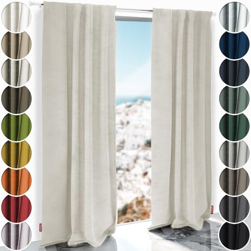 Schuette® Verdunkelungs-Vorhang Gardine mit Tunnelband ● Millenium Velvet: Polar Bear (Weiß-Beige) ● 240x135cm Höhe x Breite (1 Stück) ● Knitterfrei Pflegeleicht Thermo Blickdicht & stark Abdunkelnd