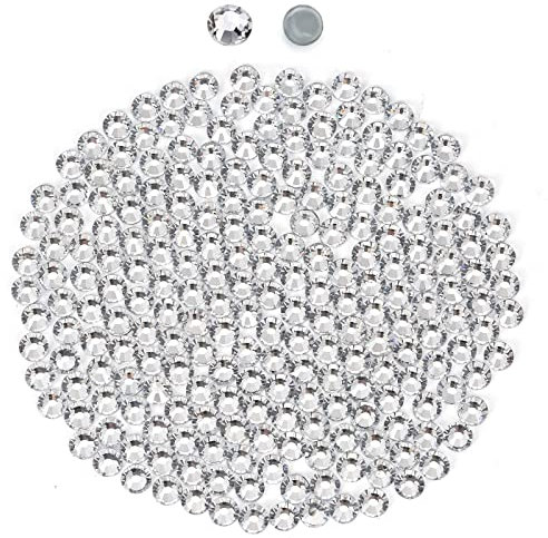 2880 Hotfix-Strasssteine,Flatback Glitzersteine Stones, Glas, runde Kristalle Strasssteine, Edelsteinezum Basteln, für Kleidung, Schuhe, Taschen, DIY-Dekoration,Clear,SS10,2.7MM-2.8MM