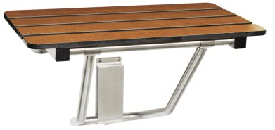 Seachrome 24-inch x 15-inch in ADA Folding Wall Mount Bathroom Shower Seat Bench, Teak Phenolic Seat