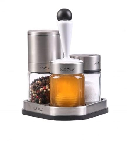 Vialli Design SOHO 8876 Elektrische Salz- & Pfeffermühle mit Gravitationsfunktion, Schwarz