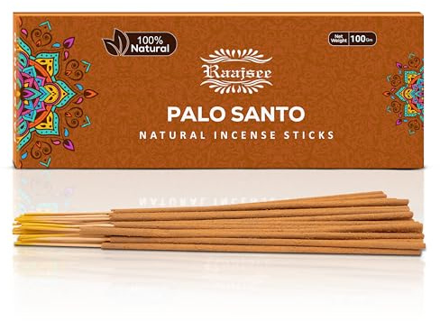 Raajsee Palo Santo Incense Sticks 100 gm Pack-100% Pure Organic Natural Hand Rolled Free from Chemicals-Perfect for Church,Aromatherapy,Relaxation,Meditation,Positivity & Sensual Therapy