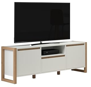 trendteam smart living - Lowboard Fernsehtisch TV-Unterschrank - Wohnzimmer - Dakota - Aufbaumaß (BxHxT) 150 x 56 x 40 cm - Farbe Weiß mit Artisan Eiche - 210632207