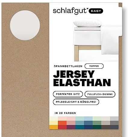 Schlafgut Easy Jersey Elasthan Topper Spannbettlaken 180x200 bis 200x220 Sand Light, Spannbetttuch aus superweicher Baumwolle mit Elasthan