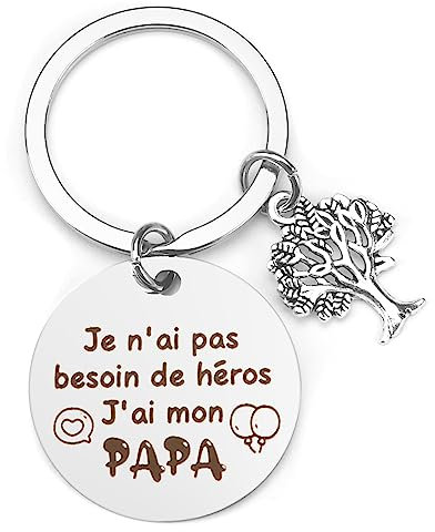 Cadeau Fête des Pères Personnalisé - Porte Clé Papa - Je n'ai Pas Besoin de Héros, J'ai Mon Papa