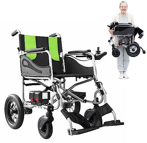 Bueuwe Elektrischer Rollstuhl Leicht Faltbar Elektrorollstuhl, Elektrische Rollstühle, Elektrisch Reiserollstuhl für ältere und Behinderte Menschen, Lithium-Batterien, Aluminium,20 km reichweite
