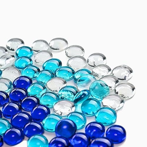 JOYSAL Pepite di Vetro, 320 Pezzi, Blu Scuro, Azzurro, Trasparente, Pietre Piatte in Vetro, Decorazione per Mosaico, Decorazione cabochon, Vaso, Materiale per Il Fai da Te, ECC