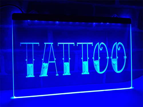 KEYQEEN Letrero de neón LED para Tienda de Tatuajes, Luces de neón de decoración de Pared, Controlador de 24 Teclas RGB, Luces nocturnas USB, Letrero Luminoso, 40x30cm,Tattoo