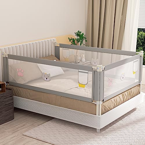 Jopassy Bettgitter 180cm Bettschutzgitter für Kinder Rausfallschutz Bett Kinderbettgitter Klappbar Babybettgitter Baby Rausfallschutz elternbett für Kinder Gitter-Grau