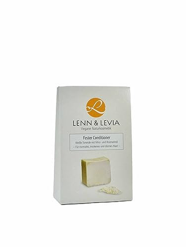 Lenn und Levia +++ vegane Naturkosmetik +++ Fester Conditioner „weiße Tonerde mit Minz- und Rosmarinöl“ +++ 80 g Stück +++ UR 155,00/kg