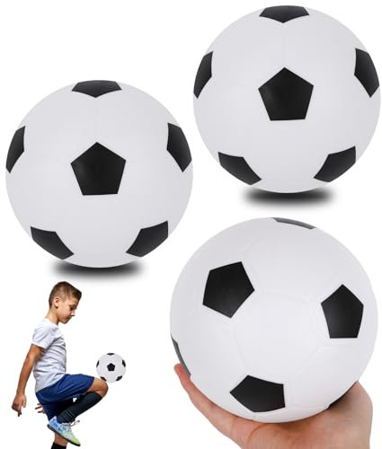 3 Stück Fussball Kinder, 16cm Aufblasbarer Fußball, Mini Fußbälle für Kinder, Weiche Gummi Fußball, Fußball Hüpfbälle für Kinder, für Outdoor-Indoor-Spielplatz, Garten, Strand