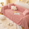 Gualiy Bezug Sofa 180x320cm, Einfarbig mit Blätter Muster Bezug Sofa 4 Sitzer Sofaüberwurf Kratzfest Rosa Sofa Überzug für Ledersofa