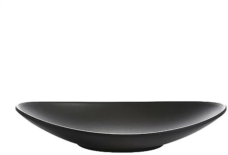 WAOCEO Dinner Plate 1 Piece Deep Plate Oval Spindle Plate Frosted Black Hotel Dim Sum Seafood Sushi Fruit Plate Imitation Porcelain Tableware Dishes Plates (Size : 25.2cm)