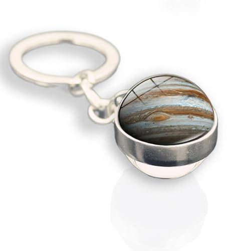 Jupiter-Planet-Anhänger-Schlüsselanhänger, Sonnensystem, Doppelseitiger Glas-Schlüsselanhänger, Zeit-Himmel-Schlüsselanhänger, Taschenornament, Galaxie-Universum-Planet-Schlüsselanhänger, Sc