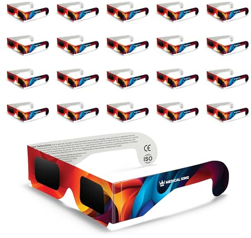 Medical king Solar Eclipse Glasses (20 pack) 2024 CE and ISO Certified Safe Shades for Direct Sun Viewing Approved 2024